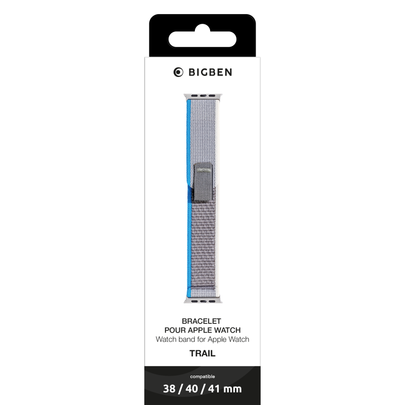 Bracelet Trail pour Apple Watch 38-40-41mm Gris et Bleu Bigben