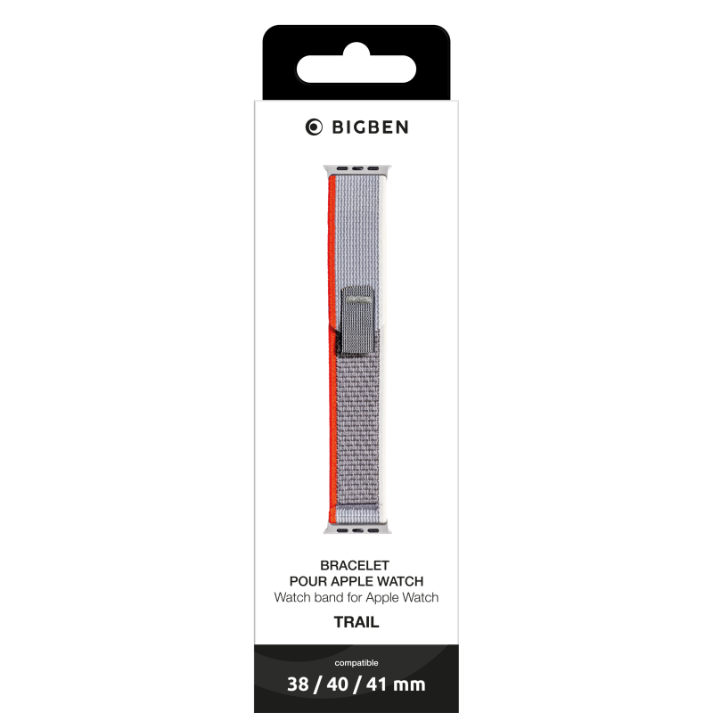 Bracelet Trail pour Apple Watch 38-40-41mm Gris et Rouge Bigben