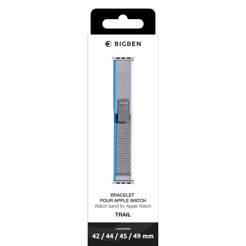 Bracelet Trail pour Apple Watch 42-44-45-49mm Gris et Bleu Bigben