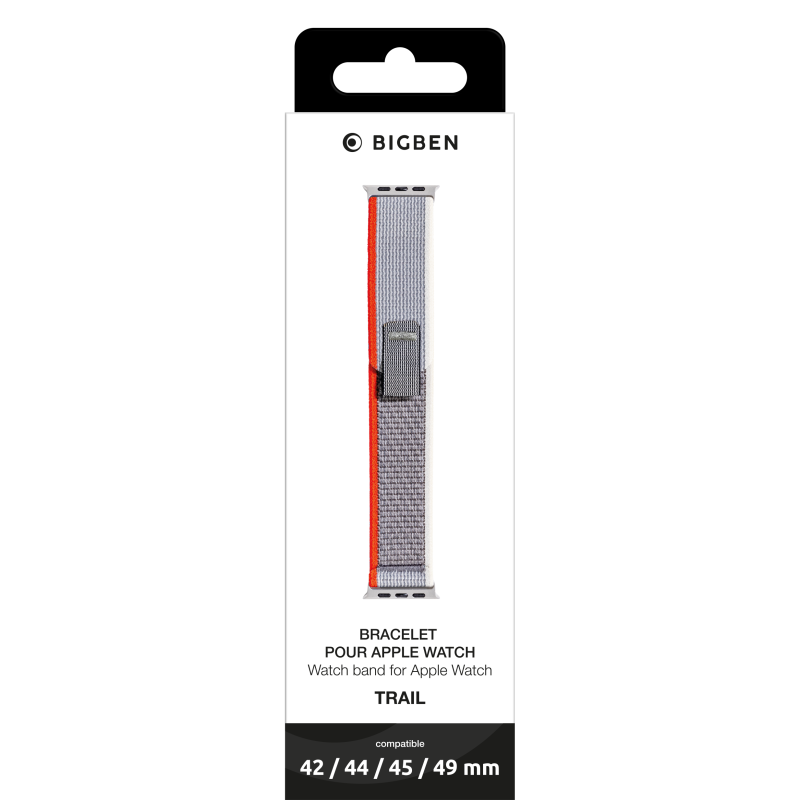 Bracelet Trail pour Apple Watch 42-44-45-49mm Gris et Rouge Bigben