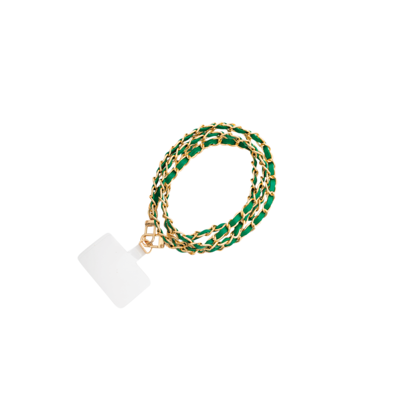 Bandoulière téléphone Universelle Chaîne Gold + Verte Bigben