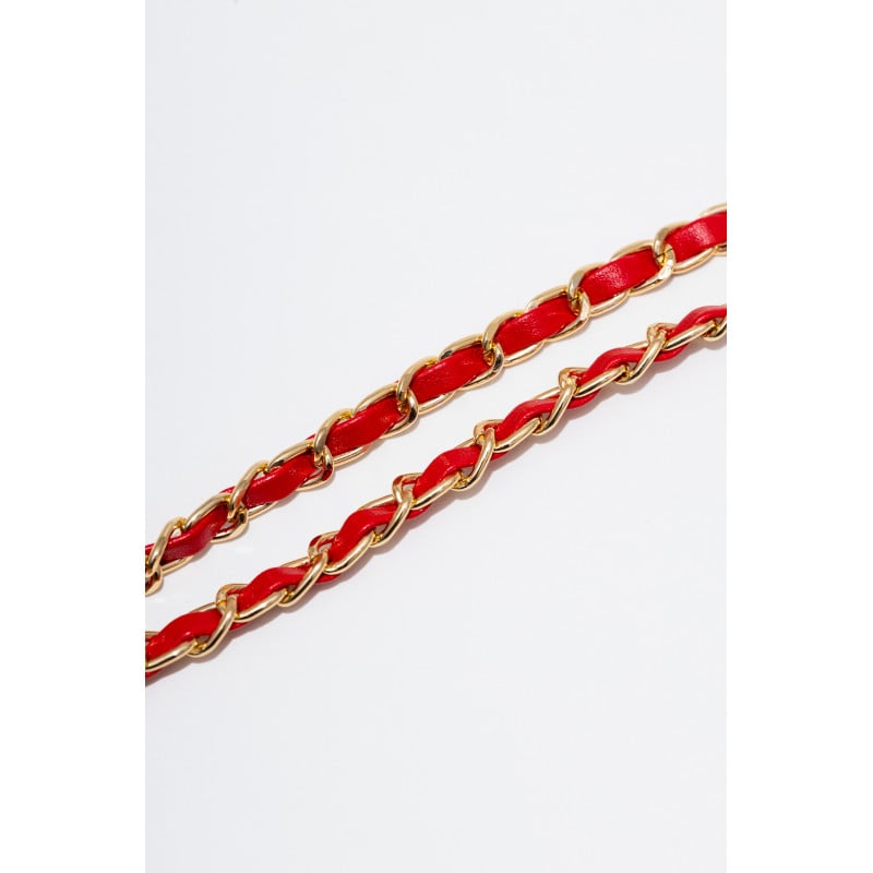 Bandoulière téléphone Universelle Chaîne Gold + Rouge Bigben