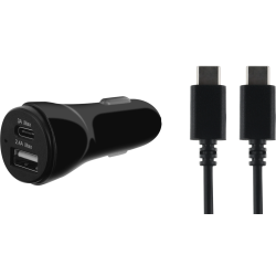 Chargeur voiture avec câble USB C/USB
