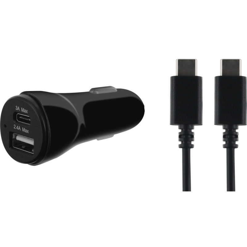 Chargeur voiture avec câble USB C/USB