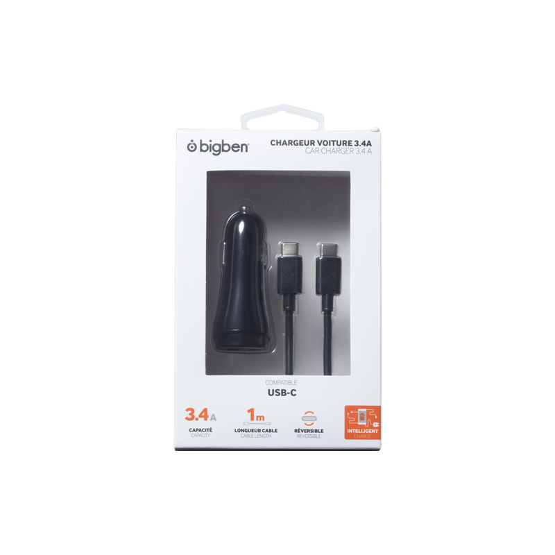 Chargeur voiture avec câble USB C/USB