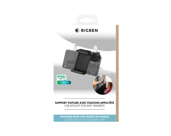 Support Voiture Ajustable sur Appui-tête Noir Bigben