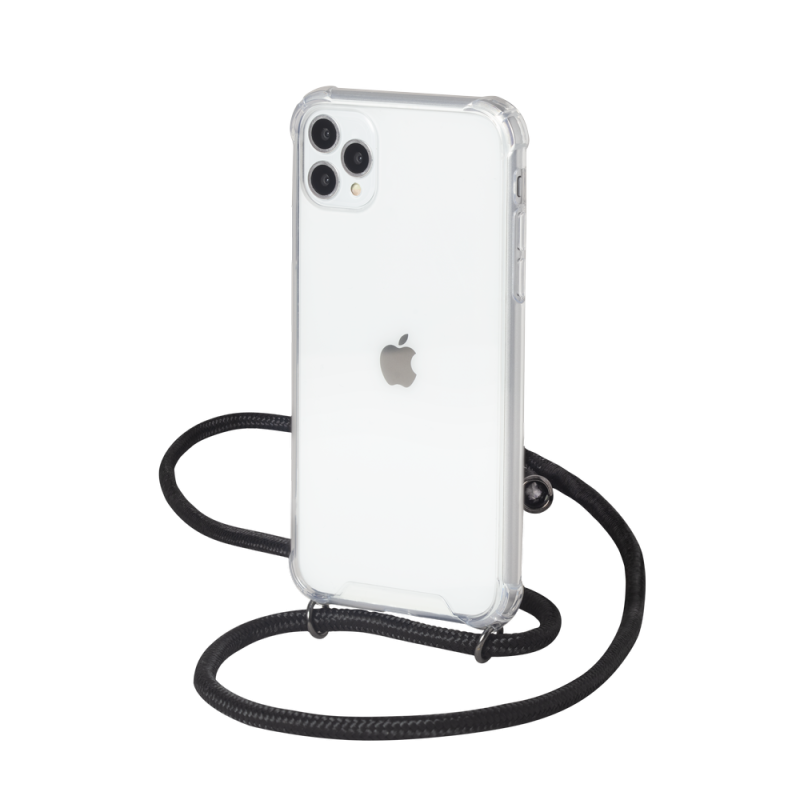 Coque rigide transparente à bandoulière amovible pour iPhone 11 Pro Max