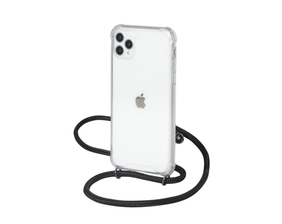 Coque rigide transparente à bandoulière amovible pour iPhone 11 Pro Max