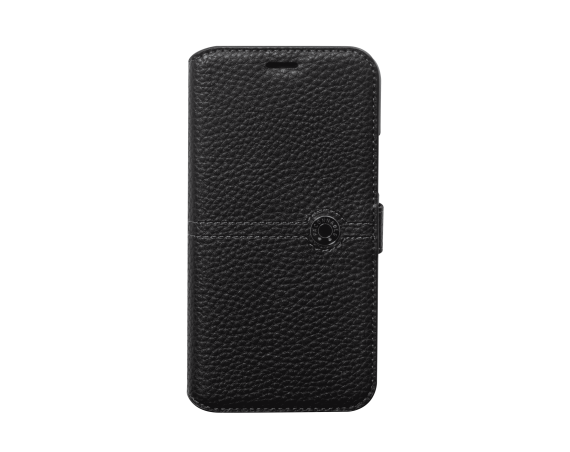 Folio iPhone 11 Pro Sellier Bouton laqué Noir Faconnable