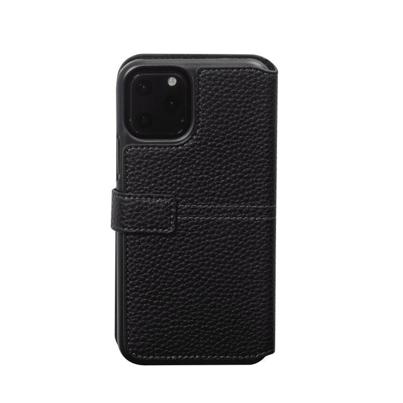 Folio iPhone 11 Pro Sellier Bouton laqué Noir Faconnable