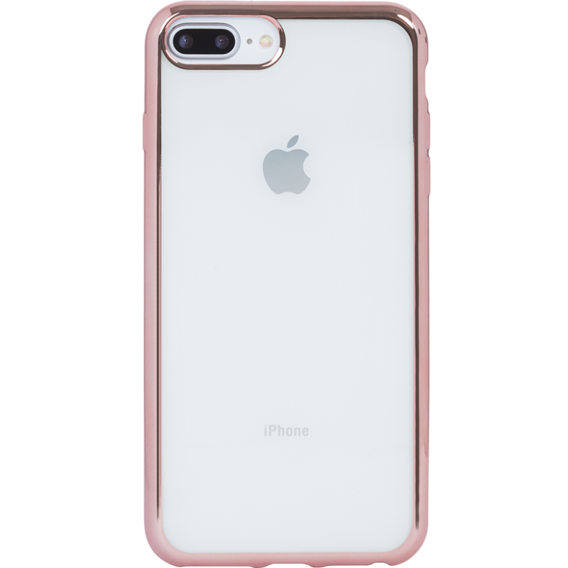 Coque souple transparente métal rose pour iPhone 6+ / 6S+ / 7+ / 8+
