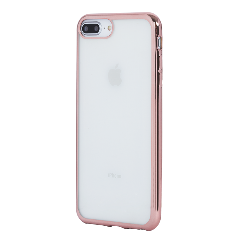 Coque souple transparente métal rose pour iPhone 6+ / 6S+ / 7+ / 8+