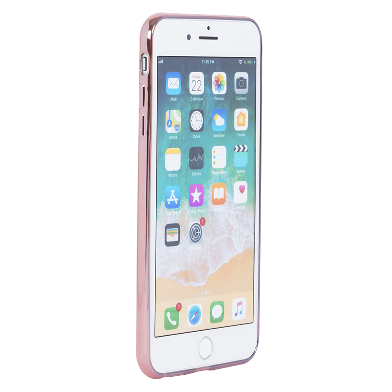 Coque souple transparente métal rose pour iPhone 6+ / 6S+ / 7+ / 8+