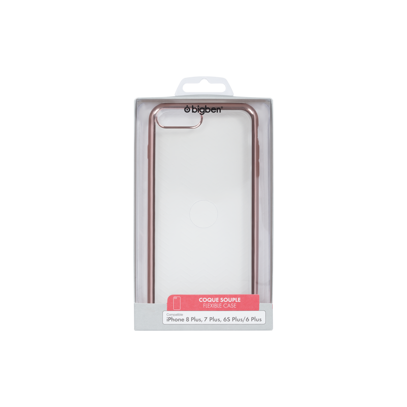 Coque souple transparente métal rose pour iPhone 6+ / 6S+ / 7+ / 8+