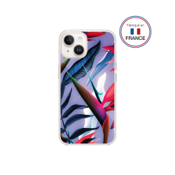 Coque Résine iPhone 13/14 Feuilles roses - Fabriquée en France Bigben