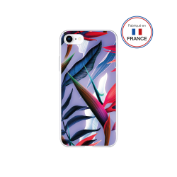 Coque Résine iPhone SE 2022/SE/8/7/6S/6 Feuilles roses - Fabriquée en France Bigben