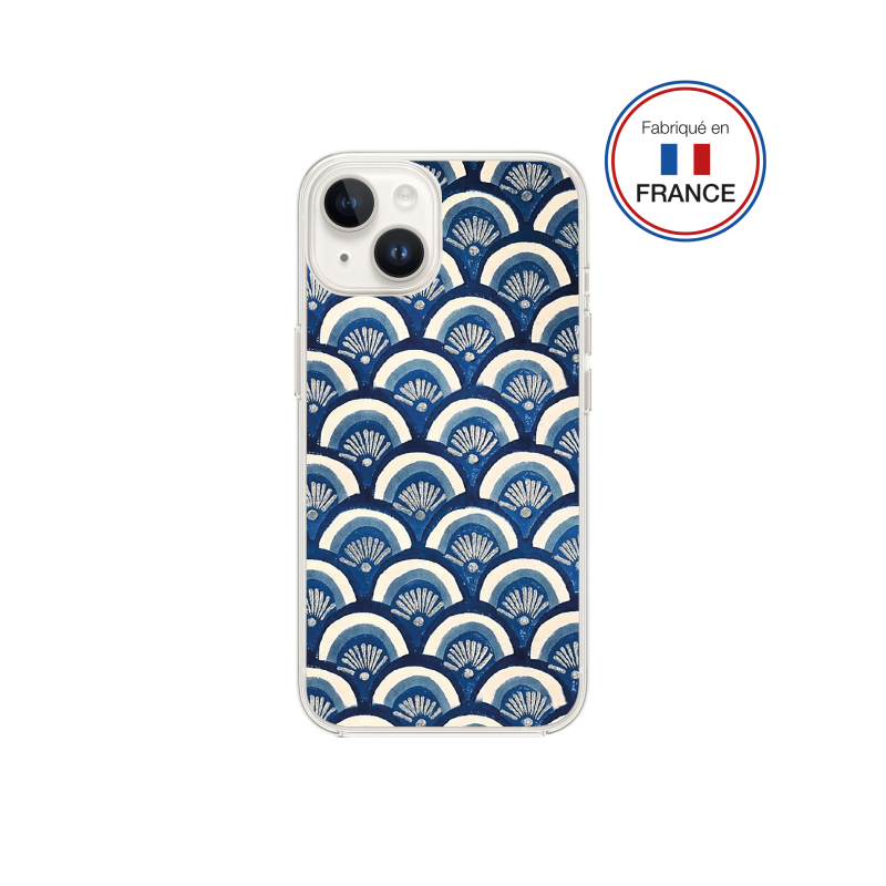 Coque Résine iPhone 13/14 Ecailles bleues - Fabriquée en France Bigben