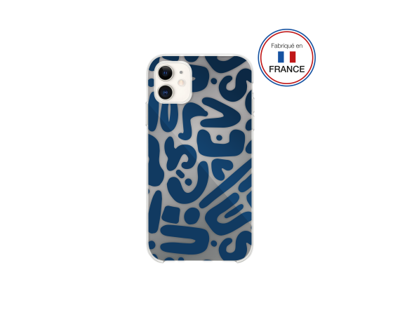 Coque Résine iPhone XR / 11 Motifs bleus - Fabriquée en France Bigben