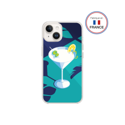 Coque Résine iPhone 13/14 Cocktail bleu Miroir - Fabriquée en France Bigben