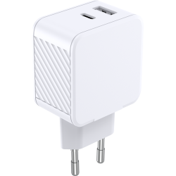 Double Chargeur maison USB A+C 32W (12+20W) Power Delivery Blanc Bigben