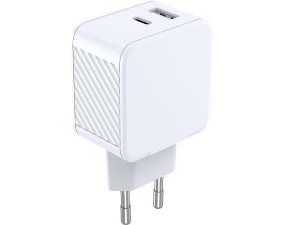 Double Chargeur maison USB A+C 32W (12+20W) Power Delivery Blanc Bigben