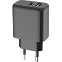 Double Chargeur maison USB A+C 40W (15+25W) Power Delivery Noir Bigben