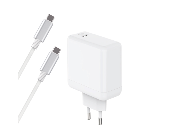 Chargeur maison 65W Power Delivery GaN + Câble USB C/USB C Blanc Bigben