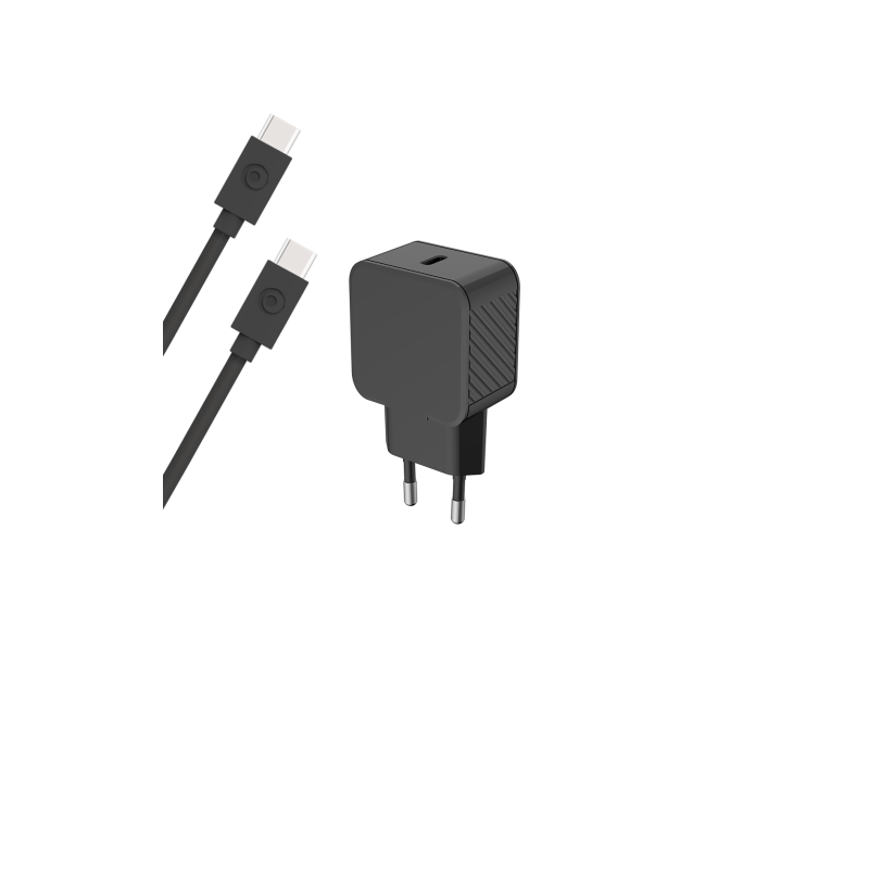 Chargeur maison 25W Power Delivery + Câble USB C/USB C Noir Bigben