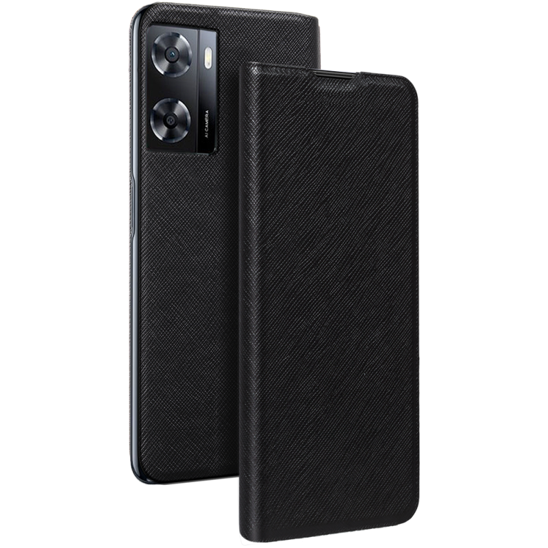 Etui Folio Oppo A57 / A57S Noir - Porte-carte intégré Bigben