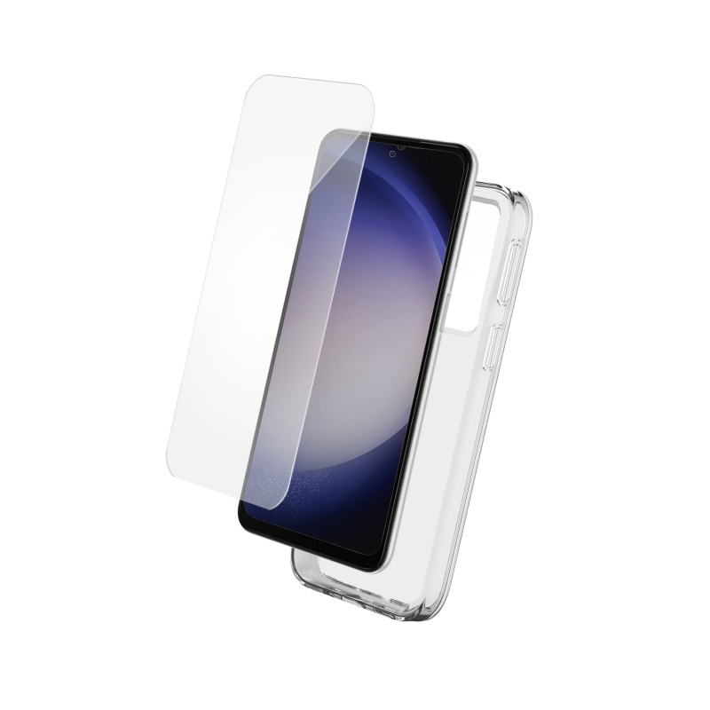 Pack Galaxy S24 Accessoires Coque Transparente + Verre trempé + SmartFrame™ Bigben