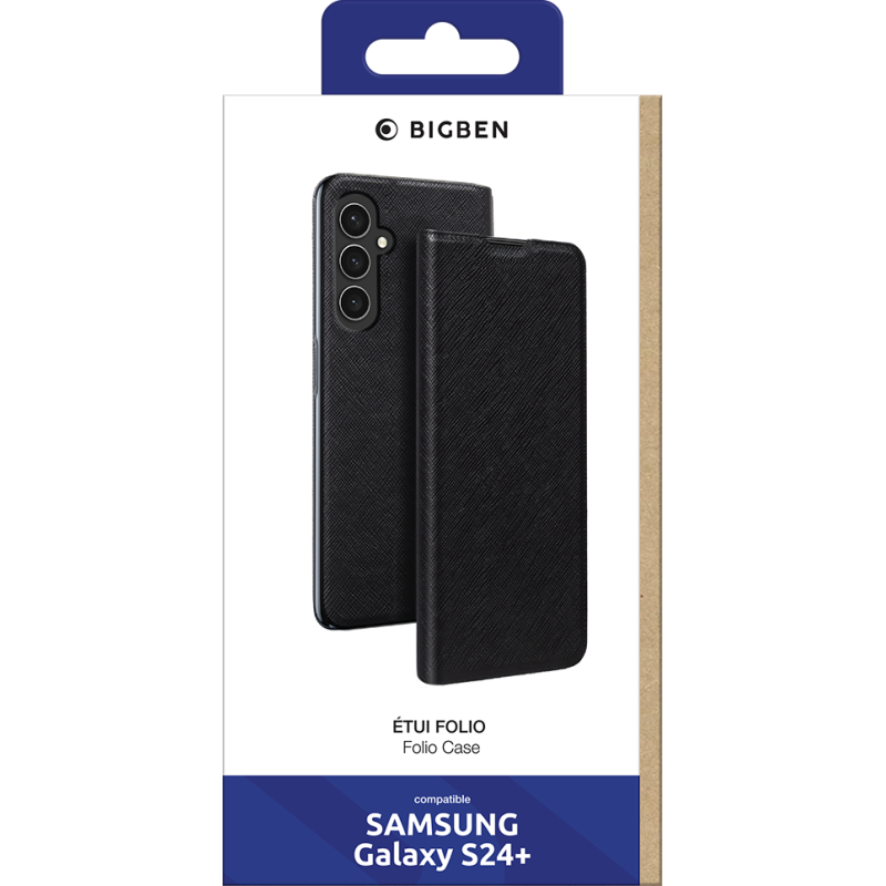 Etui Folio Samsung Galaxy S24+ Noir - Porte-carte intégré Bigben