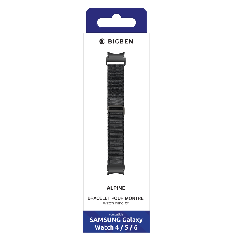 Bracelet boucle alpine noir pour Samsung Galaxy Watch 4, 5 et 6 - Bigben