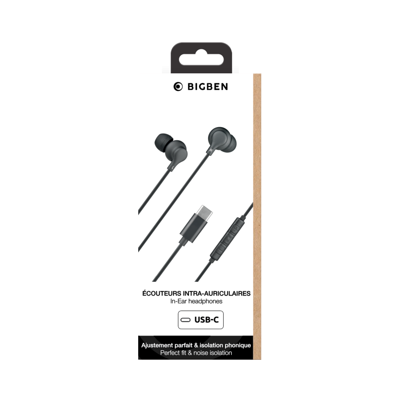 Ecouteurs USB C Noir Bigben