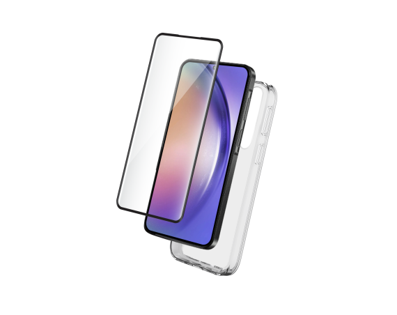 Pack Samsug Galaxy A55 Accessoires Coque Transparente + Verre trempé + SmartFrame™ Bigben