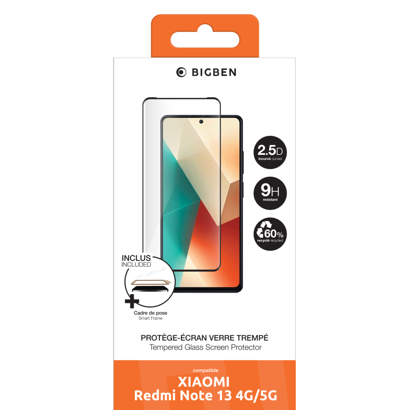 Protège écran 2.5D en Verre trempé pour Xiaomi Redmi Note 13 4G/5G + SmartFrame? Bigben