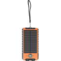 Powerbank Solaire 10000 mAh USB 2A+C Orange/Noir - Equipé d'une lampe torche, d'une dragonne et d'une boussole Bigben
