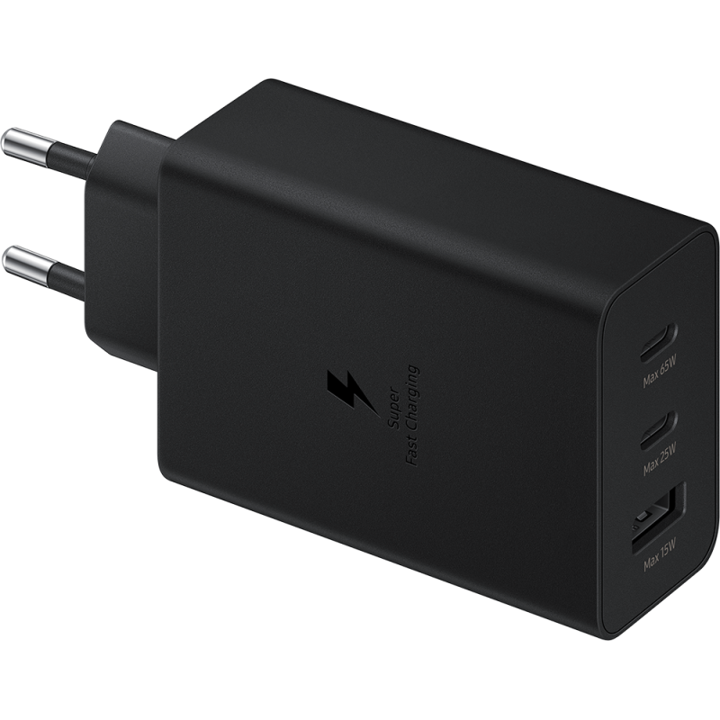 Triple Chargeur maison USB A+C+C PD 65W (35W+25W+5W) Power Delivery - Noir - Samsung