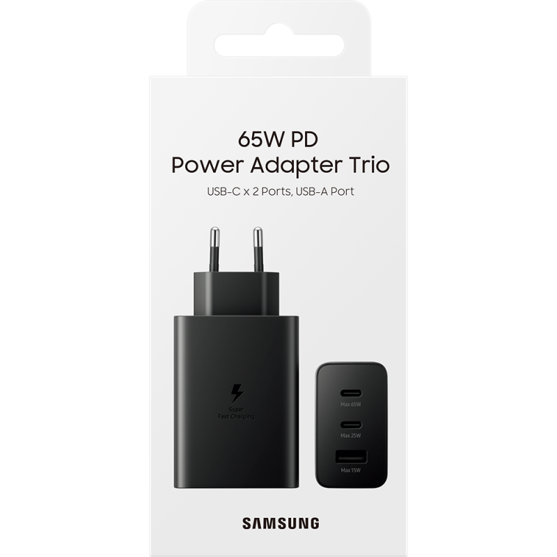 Triple Chargeur maison USB A+C+C PD 65W (35W+25W+5W) Power Delivery - Noir - Samsung