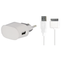 Chargeur maison Blanc USB A 1A + Câble USB A/30 PINS - Bigben