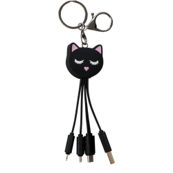 Câble 3 en 1 USB A/micro USB & USB C & Lightning 0,15m Chat Yello Koko