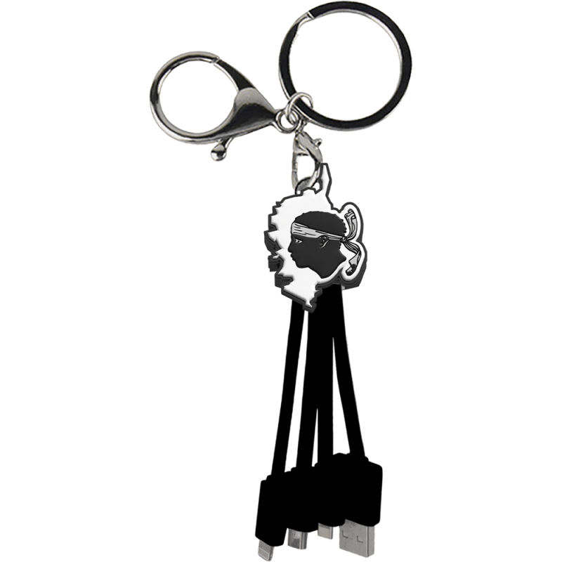 Câble 3 en 1 Andy USB A/micro USB & USB C & Lightning 0,15m Corse Noir Yello Koko