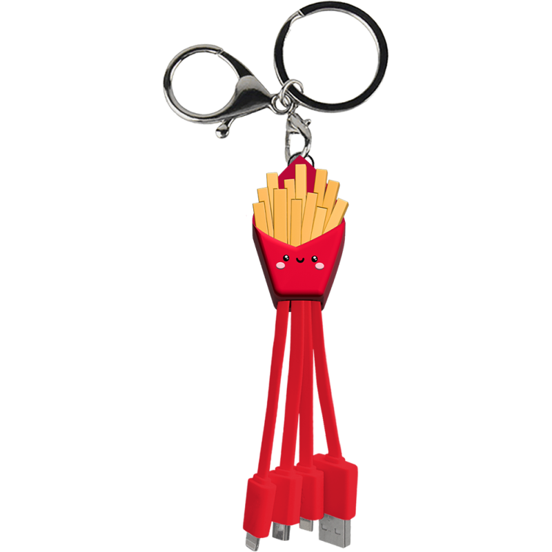 Câble 3 en 1 Andy USB A/micro USB & USB C & Lightning 0,15m Frites Yello Koko