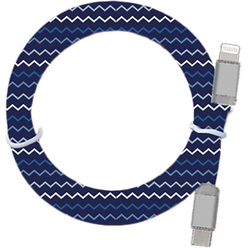 Câble Plat USB C/Lightning 1m Kami Motifs Zigzag Yello Koko