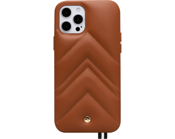 Coque pour iPhone 12 / 12 Pro Louvre en Cuir matelassé Cognac Artefakt