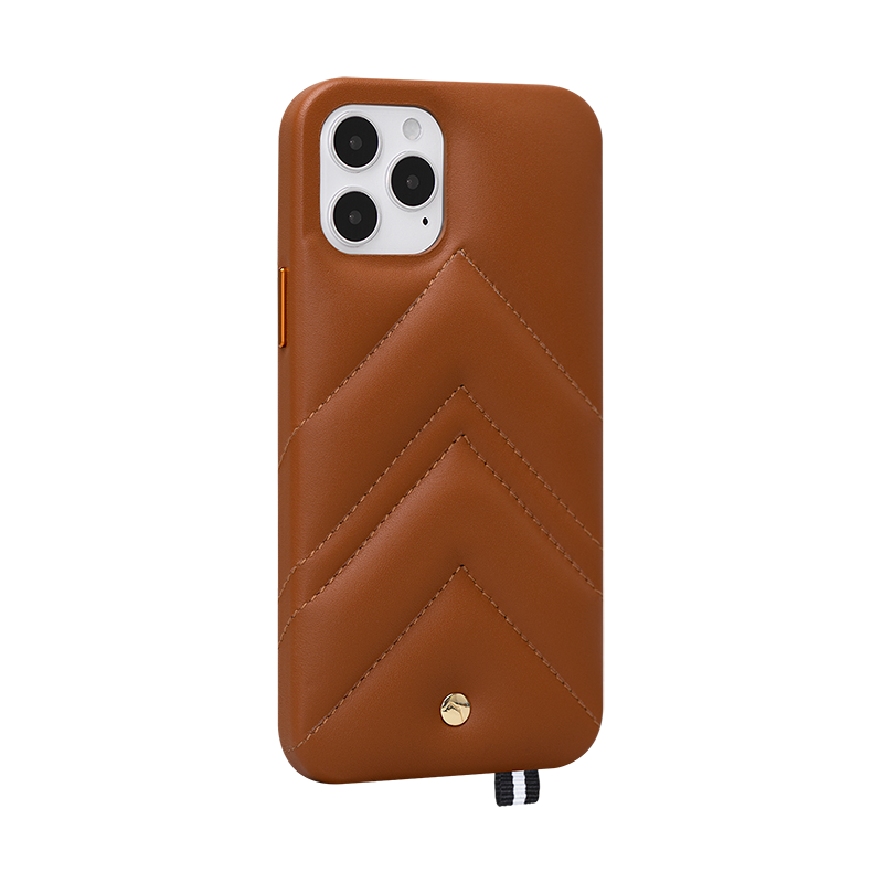 Coque pour iPhone 12 / 12 Pro Louvre en Cuir matelassé Cognac Artefakt