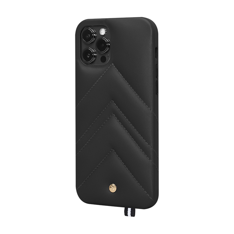 Coque pour iPhone 12 / 12 Pro Louvre en Cuir matelassé Noire Artefakt