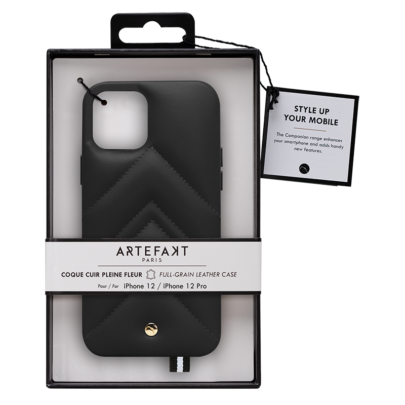 Coque pour iPhone 12 / 12 Pro Louvre en Cuir matelassé Noire Artefakt