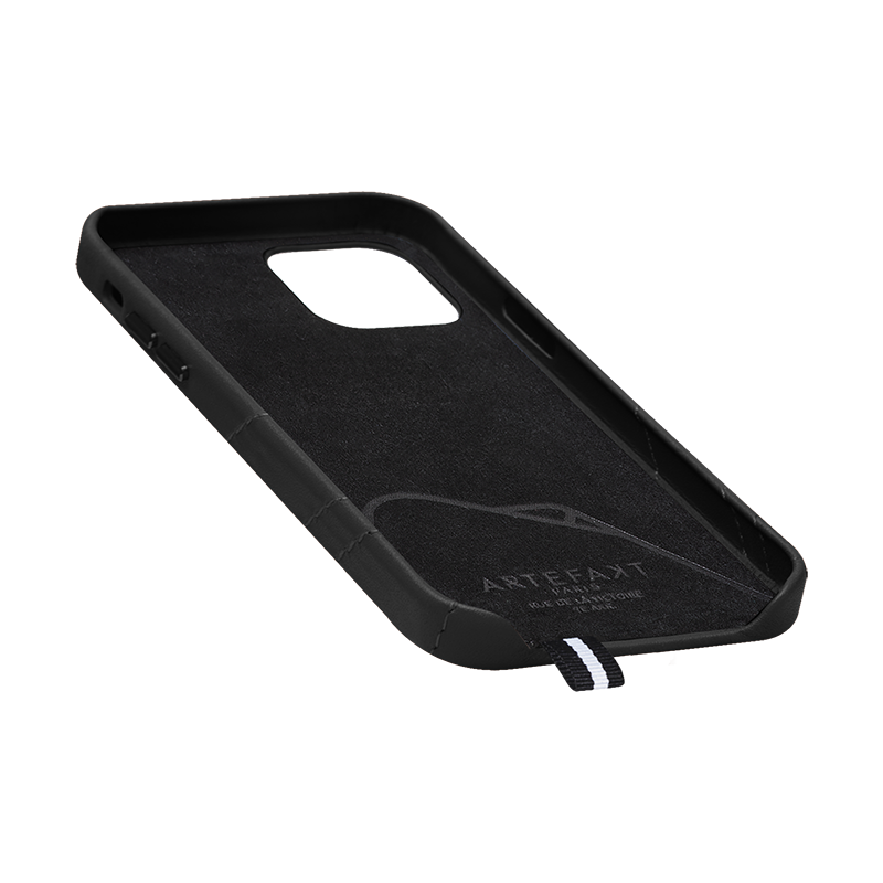 Coque POUR iPhone 12 Pro Max Louvre en Cuir matelassé Noire Artefakt