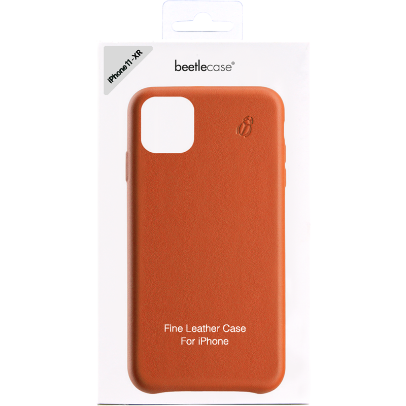 Coque pour iPhone 11 en Cuir Orange Beetlecase